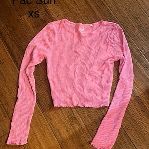PacSun Ribbed Long Sleeve Top in Pink